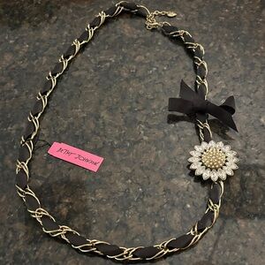 Betsey Johnson Black and Gold Sunflower Necklace